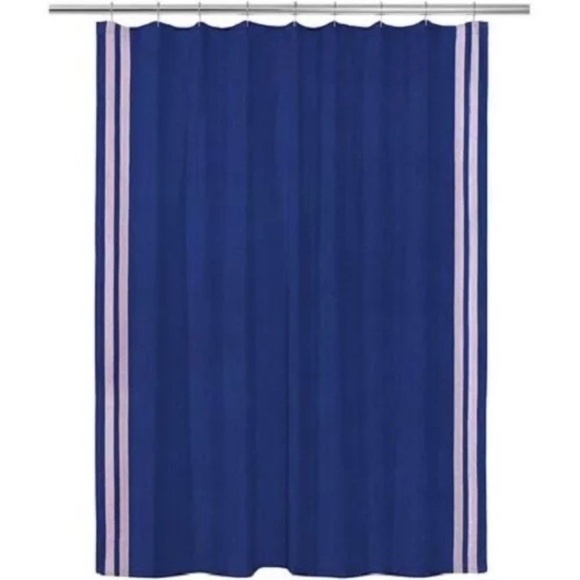 ✅ Calvin Klein Shower Curtain Cobalt Pink Stripe - Picture 1 of 4